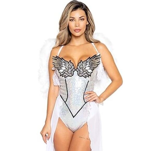 NEW Roma Silver Angel of Desire Sexy Halloween Costume Size Small - Picture 1 of 6
